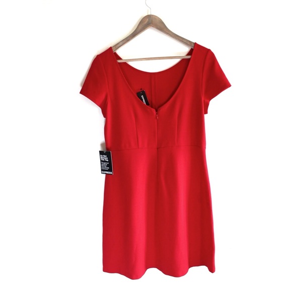 Express NWT Red Scoop Back Mini Party Dress Medium Stand out - Picture 4 of 7
